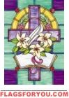 20 Stained Glass Cross House Flags