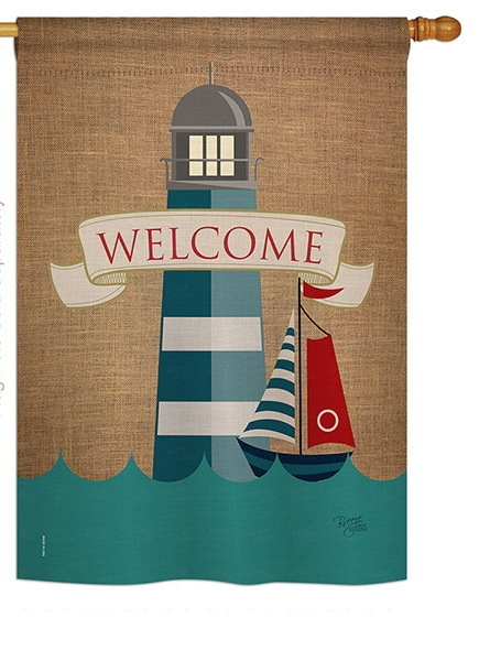 Lighthouse & Sailboat House Flag