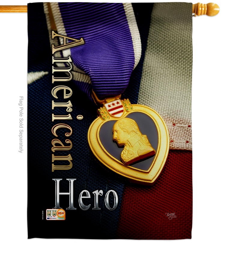 Purple Heart Hero House Flag