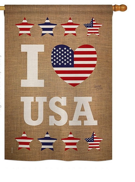 I Love USA House Flag