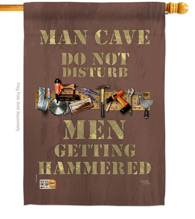 Man Cave Men Getting Hammered House Flag