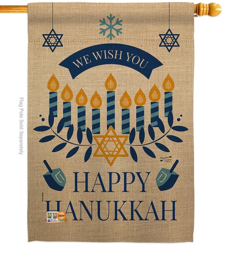 Wish You Happy Hanukkah House Flag