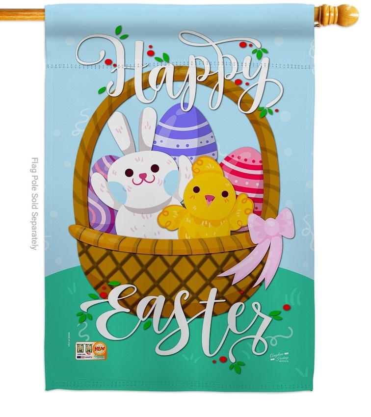 Happy Easter Basket Decorative House Flag