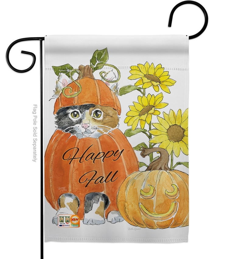 Happy Pumpkin Kitty Garden Flag