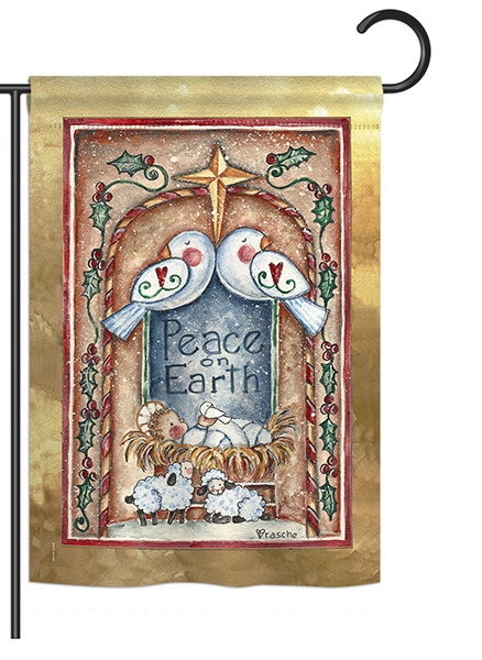 Peace on Earth Doves & Nativity Garden Flag