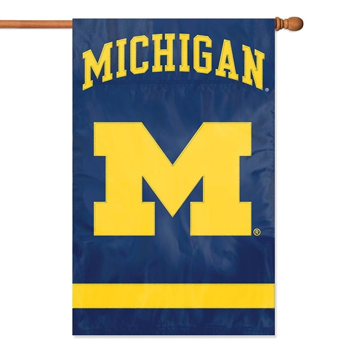 Michigan Wolverines "M" Applique Banner Flag 44" x 28"