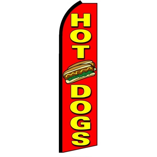 Hot Dogs (Black Sleeve) Feather Flag 3\' x 11.5\'