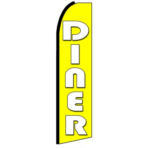 Diner Yellow Feather Flag 3\' x 11.5\'