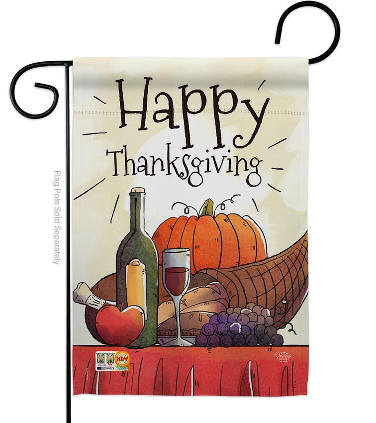 Happy Thanksgiving Feast Table Garden Flag
