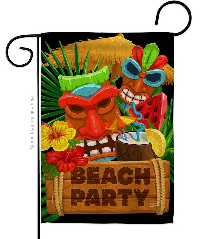 Tiki Beach Party Garden Flag
