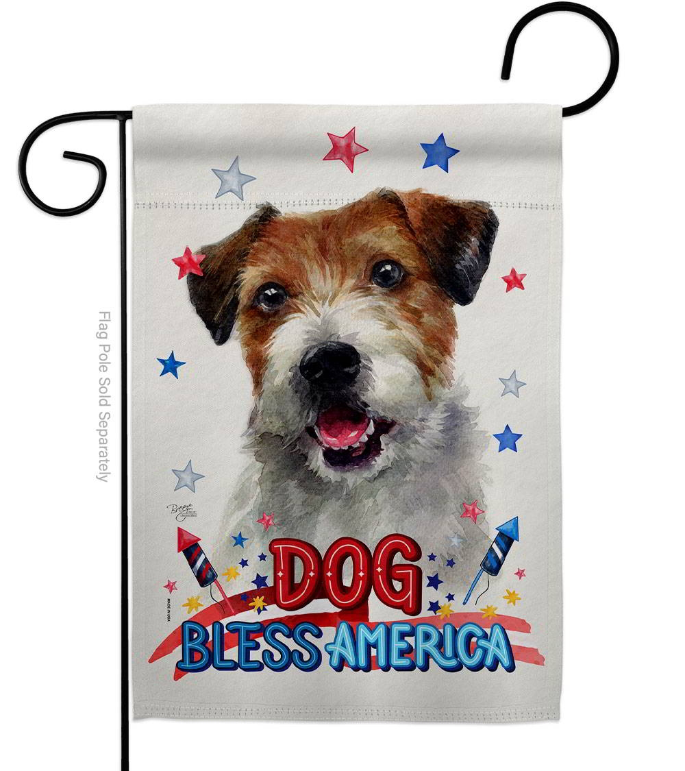 Patriotic Parson Russell Terrier Garden Flag
