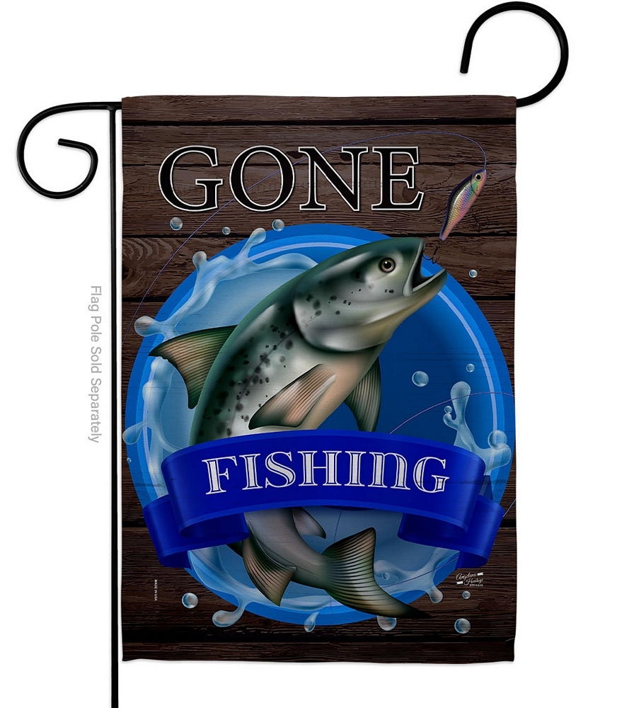 Gone Fishing Garden Flag