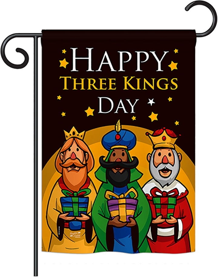 Three Kings Day Double Burlap Garden Flag