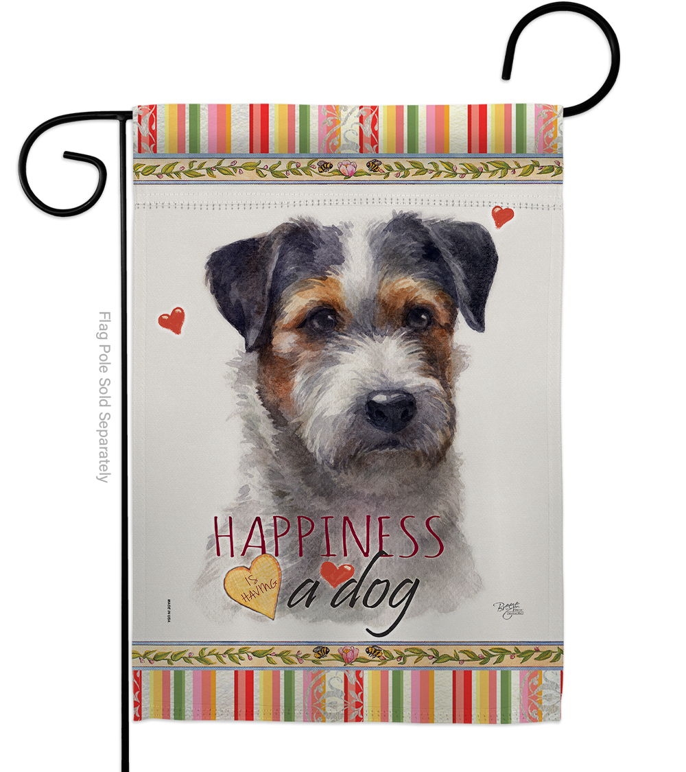 Black Jack Russell Happiness Garden Flag