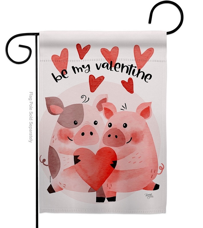 Valentines Piggy Garden Flag