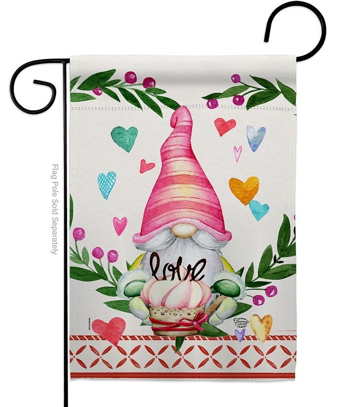 Gnome Give Love Garden Flag