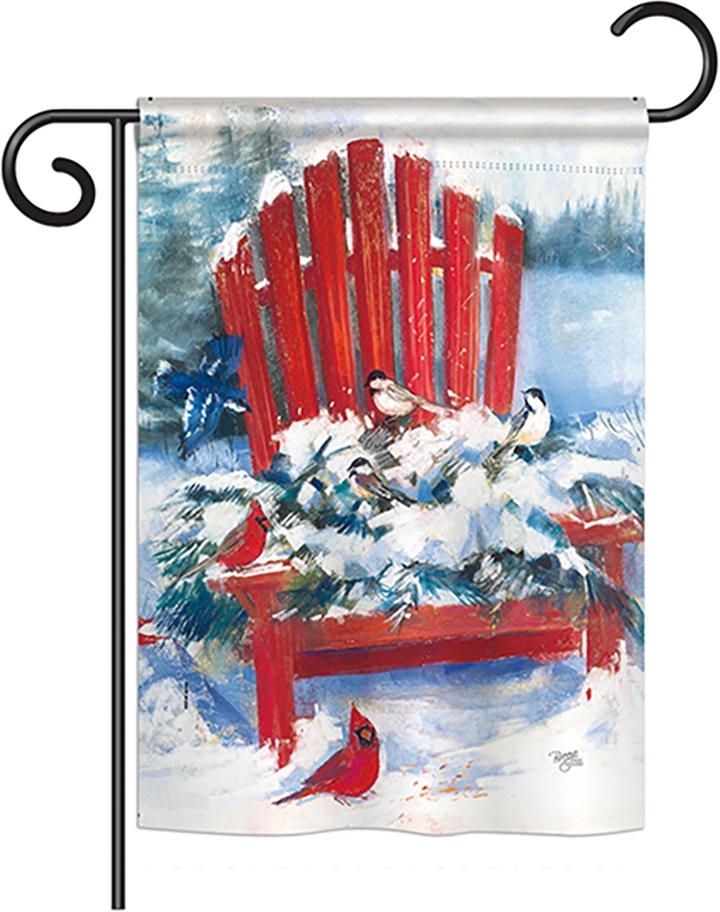 Red Chair in Winter Garden Flag
