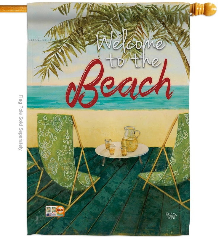 Welcome To The Beach Decorative House Flag