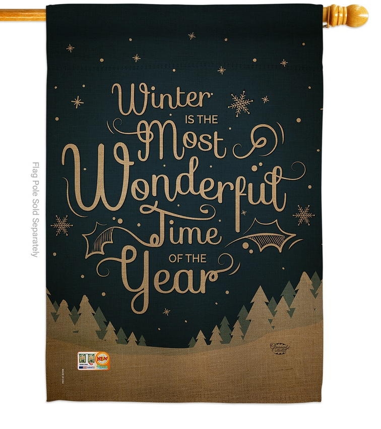 Winter Is Most Wonderful Time House Flag