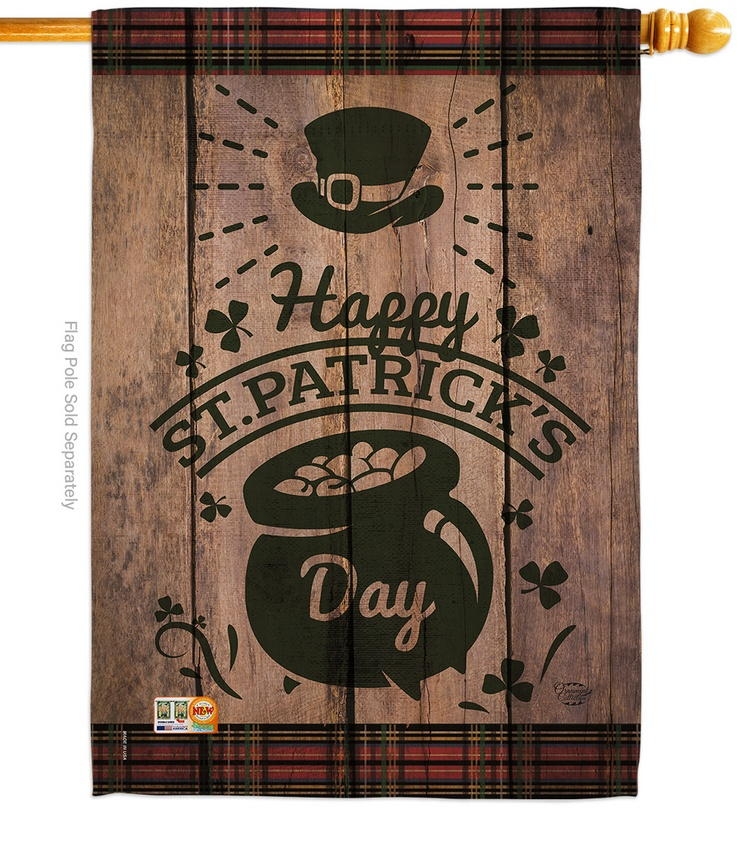 St. Patrick\'s Day Pot Of Gold House Flag