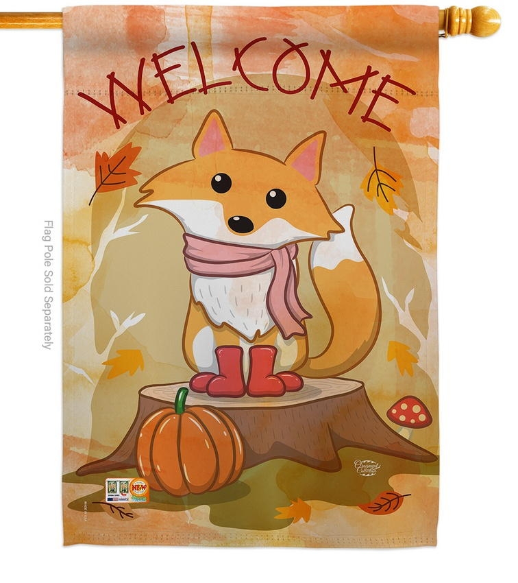 Welcome Fall Foxy House Flag