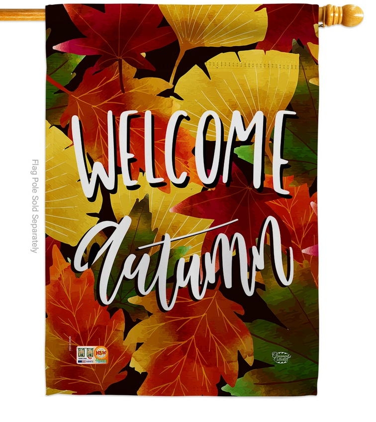 Welcome Autumn Leaves House Flag