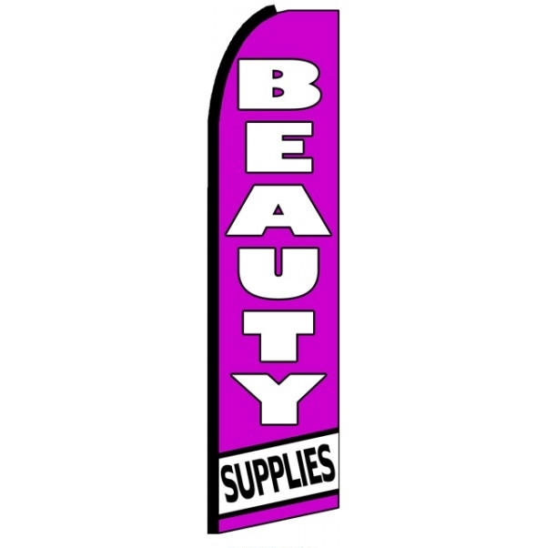 Beauty Supplies Feather Flag 3\' x 11.5\'