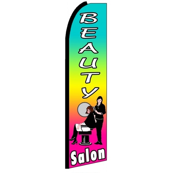 Beauty Salon Rainbow Feather Flag 3\' x 11.5\'