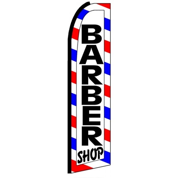 Barber Shop (Black Sleeve) Feather Flag 2.5\' x 11\'
