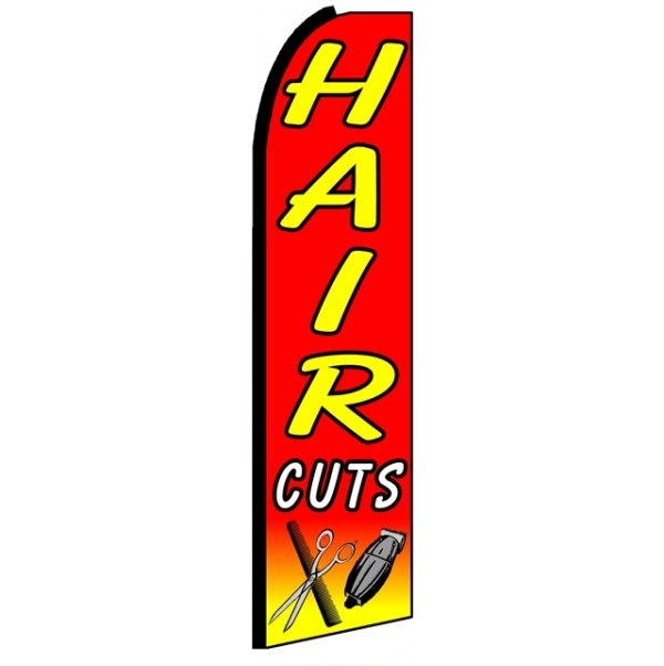 Hair Cuts Wind Feather Flag 3\' x 11.5\'