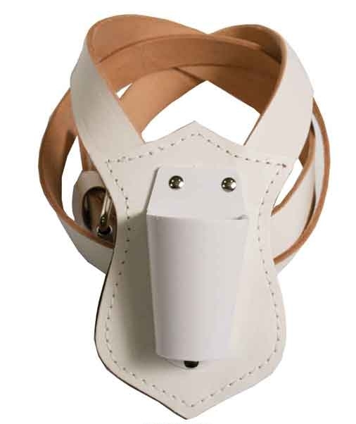 US Made White Leather Carrying Belt