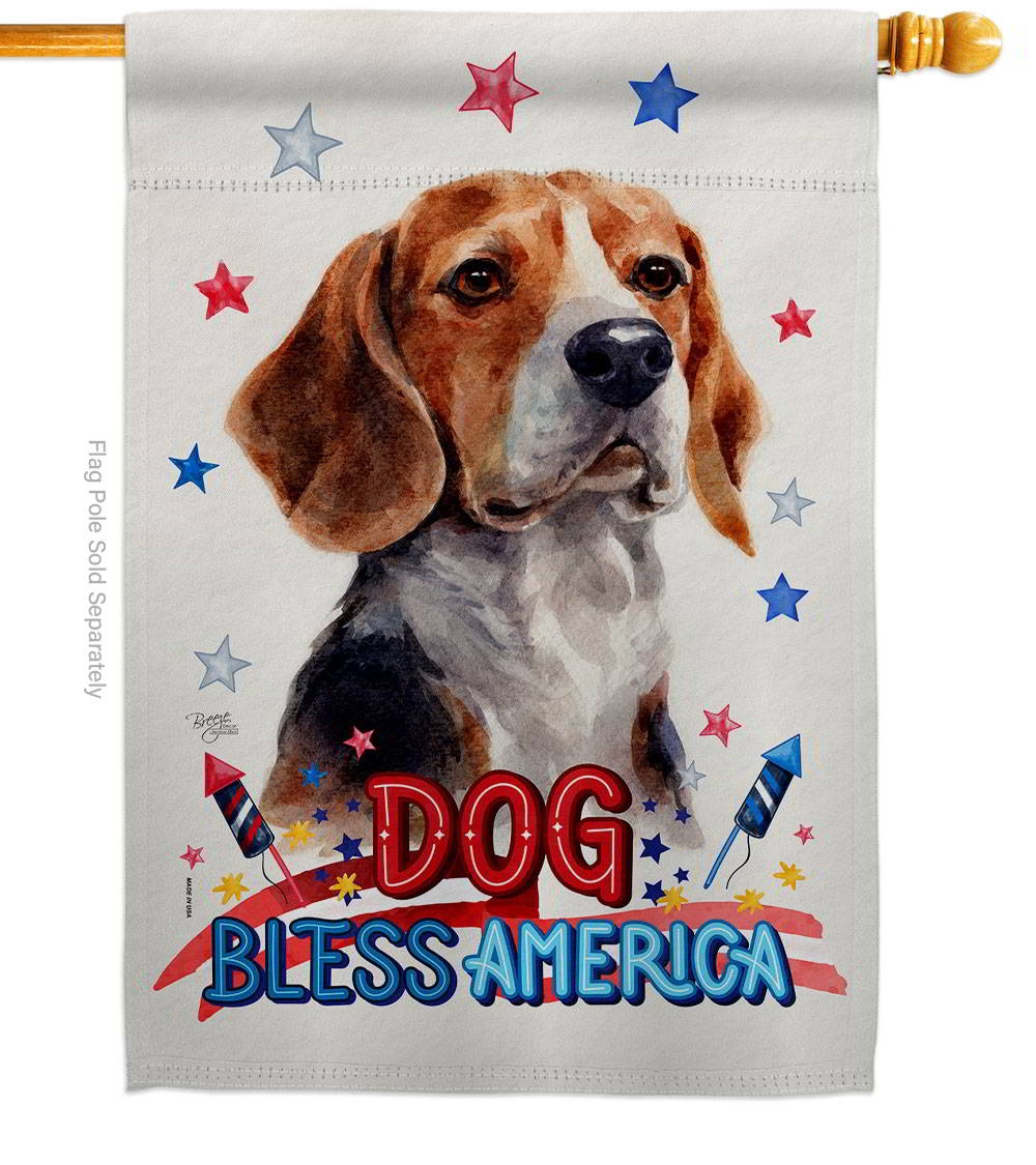 Patriotic Beagle Hound House Flag