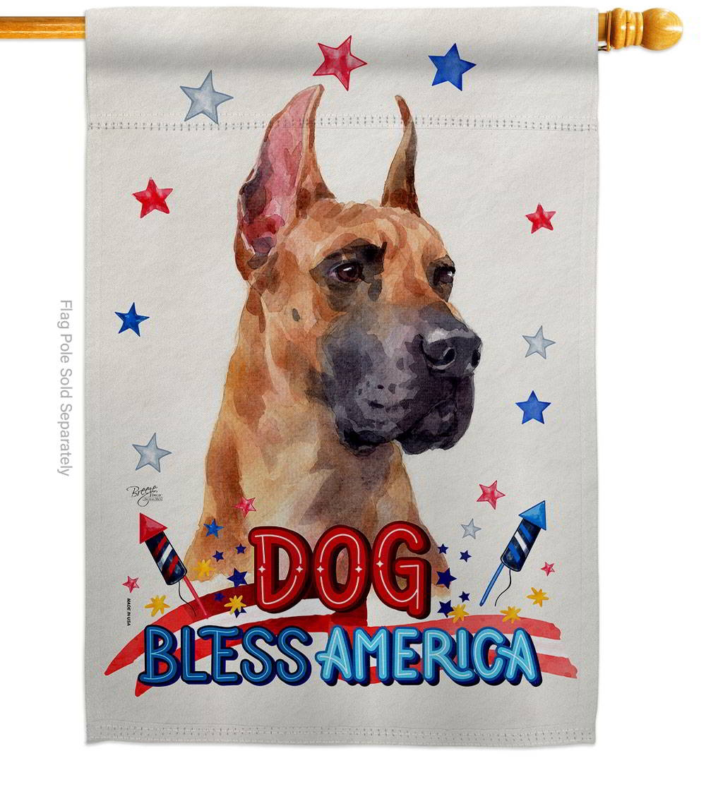 Patriotic Fawn Great Dane House Flag