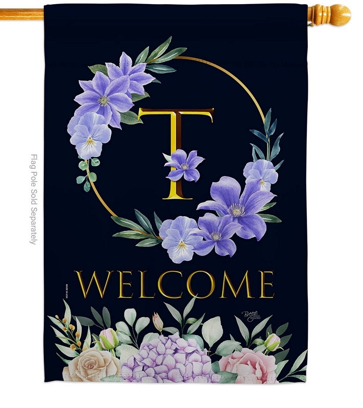 Welcome T Monogram House Flag