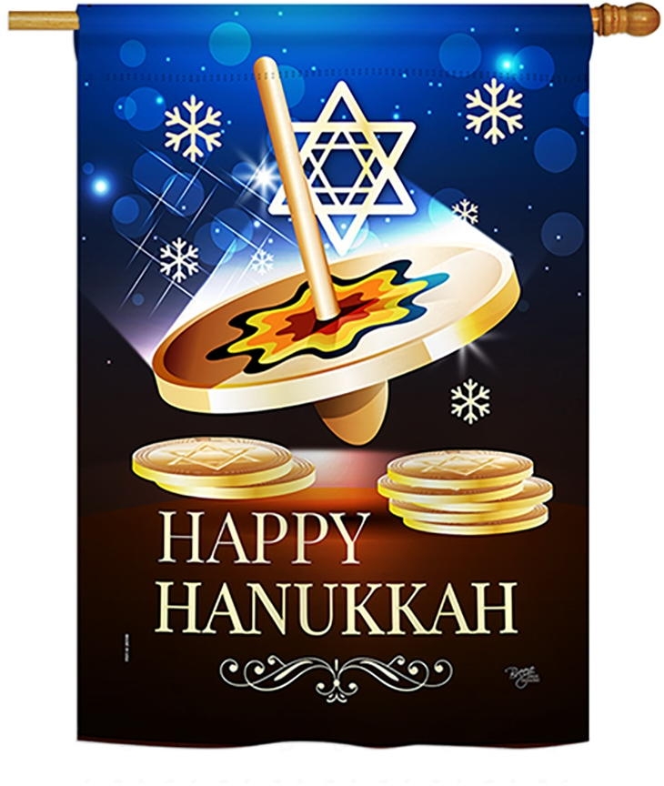 Happy Hanukkah Dreidel House Flag