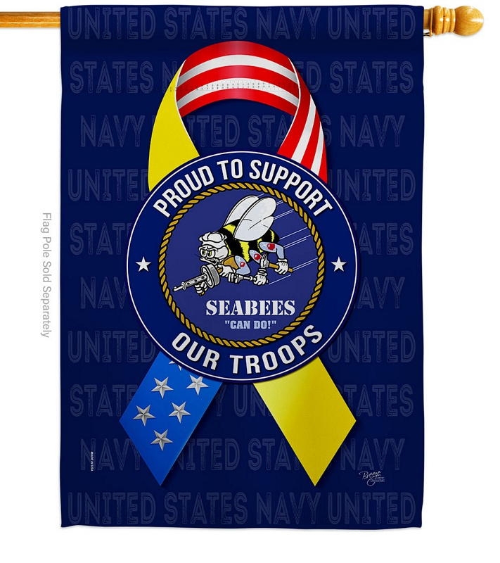 Support Seabees Troops House Flag