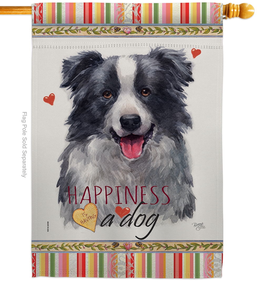 Border Collie Happiness House Flag