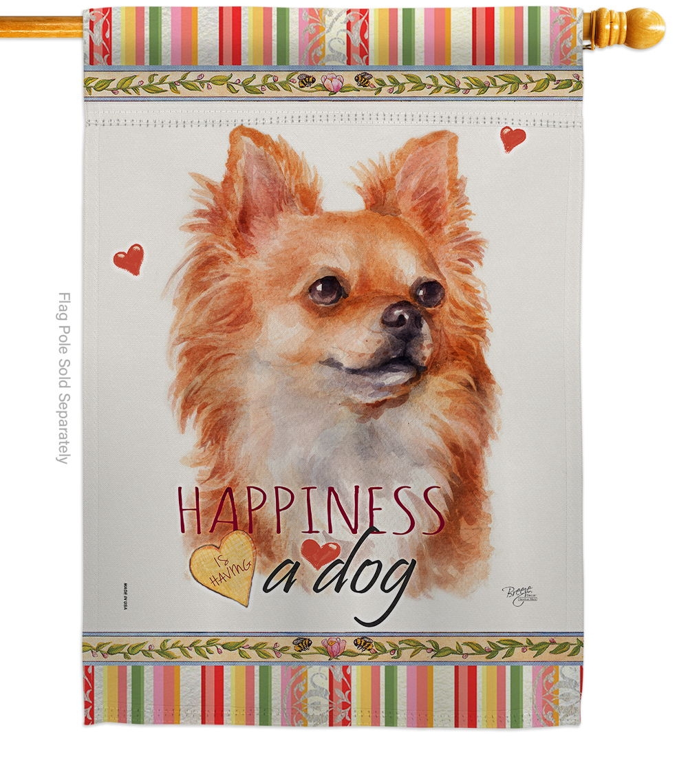Brown Chihuahua Happiness House Flag