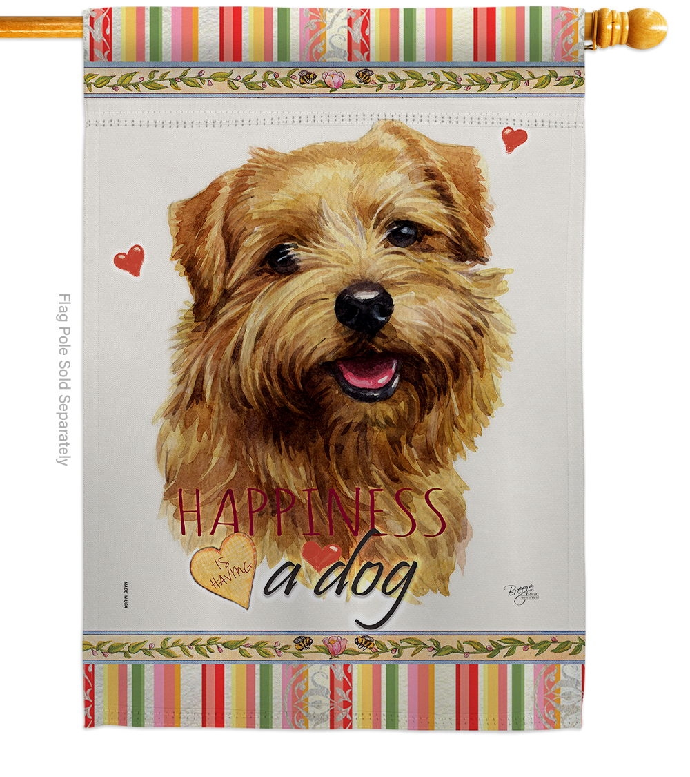 Tan Norfolk Terrier Happiness House Flag