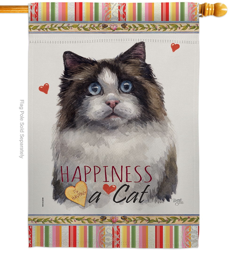 Mitted Ragdoll Happiness House Flag