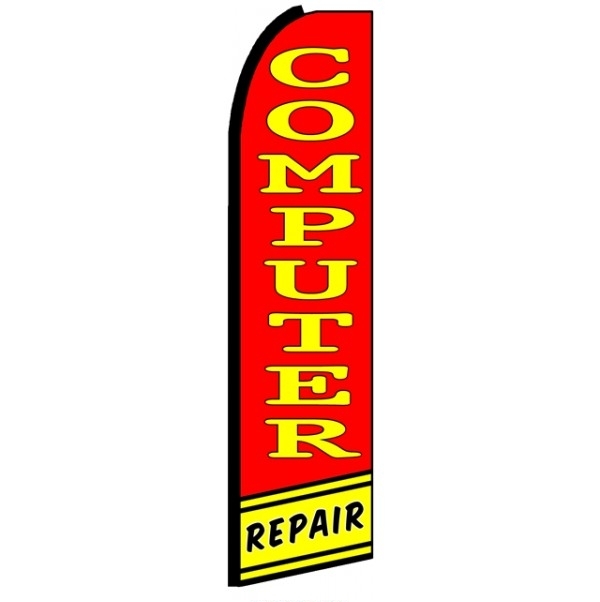Computer Repair (Black Sleeve) Feather Flag 3\' x 11.5\'