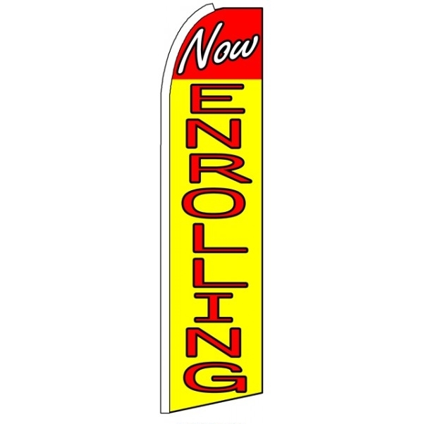 Now Enrolling Feather Flag 3\' x 11.5\'