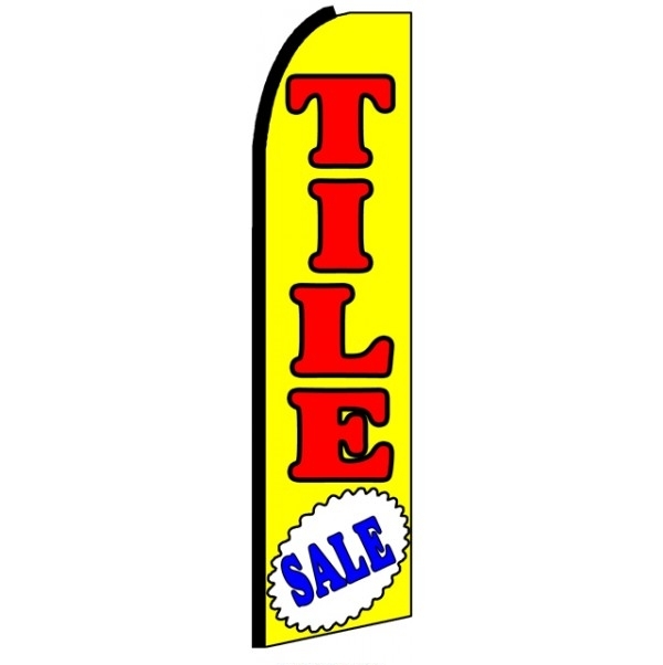 Tile Sale (Yellow, Black Sleeve) Feather Flag 3\' x 11.5\'