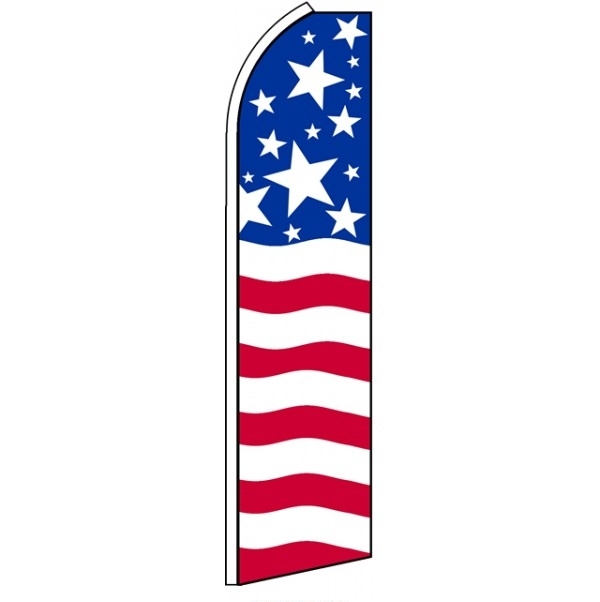 US Patriotic Stars Feather Flag 3\' x 11.5\'
