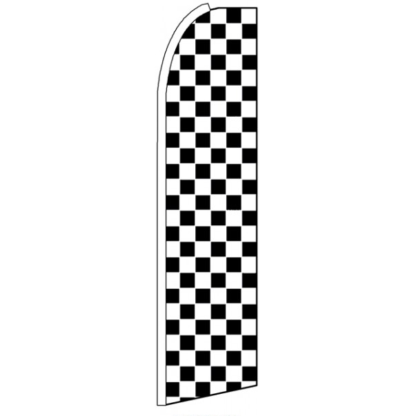 Black White Checkers Feather Flag 3\' x 11.5\'