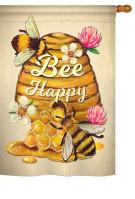 Bee Happy Beehive House Flag