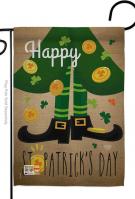 Happy Saint Patrick\'s Day Leprechaun Shoe Garden Flag