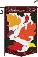 Welcome Fall Leaves Applique Garden Flag