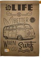 Life Is Better When You Surf Kombi Bus House Flag