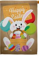 Colourful Happy Easter Egg With Bunny House Flag